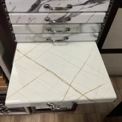 صفحه کابینت MDF روکش آرتاویل طرح امپریا سفید طلایی
